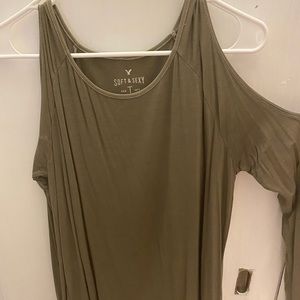 Soft & sexy off the shoulder army green top